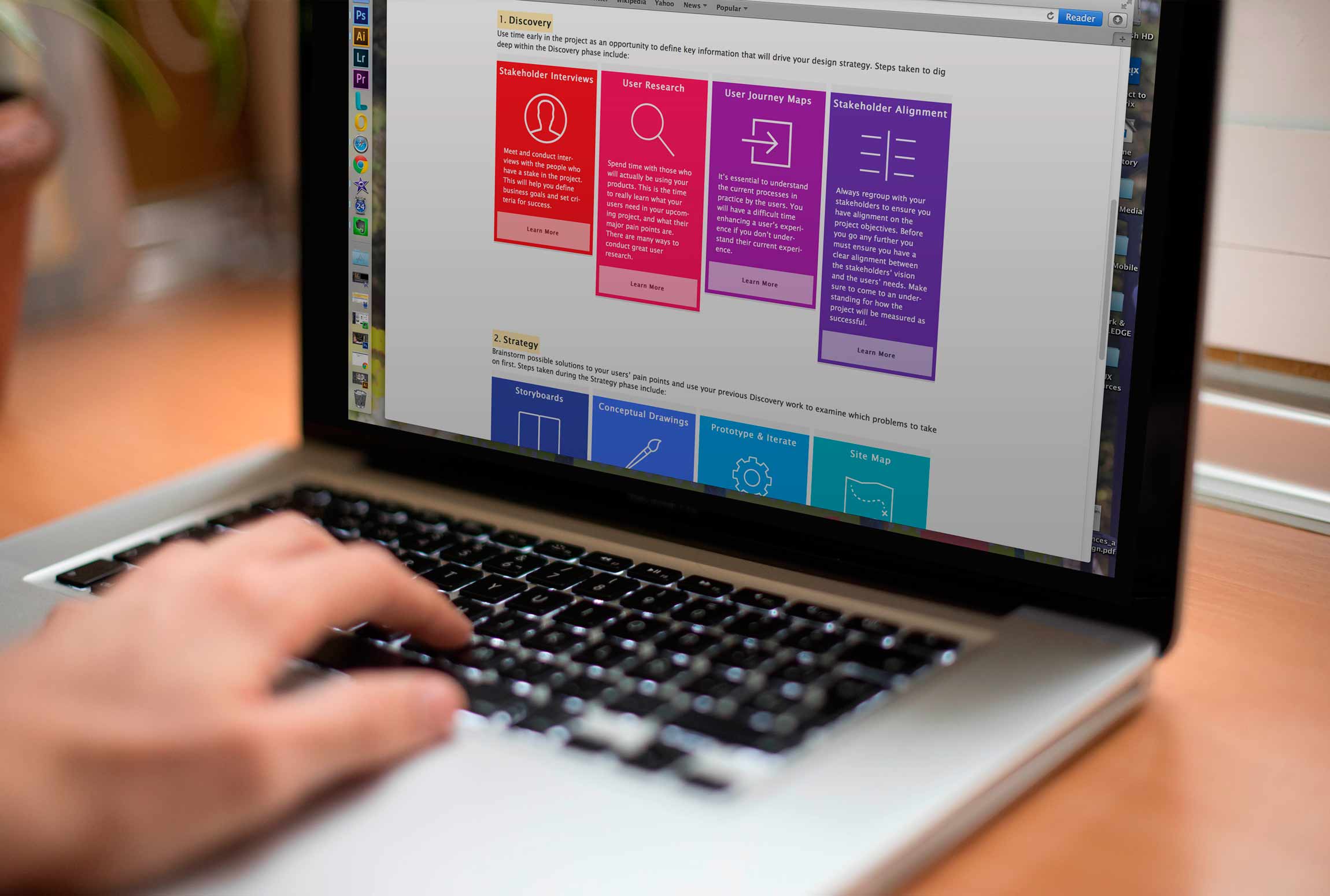 User Experience (UX) design process broken into three phases
